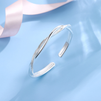 wholesale 999 Sterling Silver Möbius Strip Double-Line Interwoven Bracelet, Genuine Product for Gift to Girlfriend, Fashion Open-Ended Wholesale Bangle-SZ007034 999 sterling silver