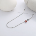 wholesale S925 sterling silver vintage resin blue gourd necklace with southern red accents in ethnic trendy style-0-0