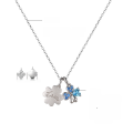 wholesale 925 Silver Korean Fashion Versatile Minimalist Blue Zircon Inlaid Four-Leaf Clover Necklace for Women, High-End-0-2