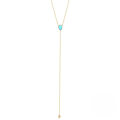 wholesale S925 Sterling Silver Turquoise Teardrop Pendant With Zircon Accent Necklace,-0-4