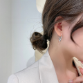 wholesale S925 Sterling Silver Korean-style Waterdrop Tassel Ball Stud Earrings for Women, Peach Heart Bead, Simple and Elegant, Versatile and Luxurious-0-2