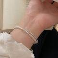 wholesale S925 Sterling Silver Crushed Silver Freshwater Pearl Double Wrap Bracelet for Women, Simple and Elegant Beaded Hand Accessory-0-2