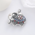 wholesale S990 Sterling Silver National Tide Heavy Craft Exotic Enamel Glaze Auspicious Elephant Shape DIY Accessory Pendant-0-3