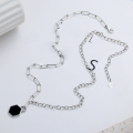wholesale S925 Sterling Silver Korean Retro Hexagonal Geometric Pendant Trendy Unisex Necklace-0-1