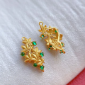 wholesale Gold-plated S925 ancient silver fittings inlaid with ruby and emerald butterfly small flower bamboo leaf double ear hand plaque spacer beads connecting clasp-0-10