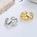 wholesale S925 Sterling Silver Korean-style Star Moon Geometric Pattern Open Adjustable Ring for Women-0-0