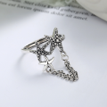 wholesale S925 Sterling Silver Korean-style Starfish Fringe Creative Adjustable Index Finger Ring-0-1