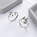 wholesale S925 sterling silver retro Chinese-style cute 3D lucky cat ethnic auspicious open ring-0-0