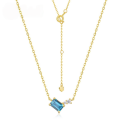 wholesale S925 Sterling Silver New Korean Minimalist Style Women's Necklace with Inset London Blue Topaz Wholesale-0-0