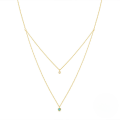 wholesale S925 Sterling Silver Double Layer Stackable Single Turquoise Inlaid Diamond Necklace, Women's Fashion Daily Wear-0-5