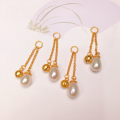 wholesale S925 silver gold-plated natural pearl drop extension chain tail chain accessories bracelet necklace charms DIY semi-finished products-0-2
