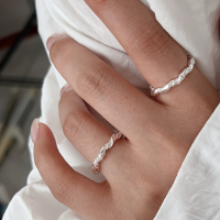 wholesale 925 Sterling Silver Adjustable Open Twist Braided Ring for Women, Ins Trendy Japanese and Korean Fashion Versatile Band-Adjustable opening