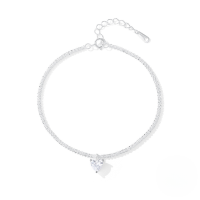 wholesale S925 Sterling Silver Small Bloom Chain Bracelet For Women With Moonlight Gemstone And Starry Accents-Silver plated #1 925 silver