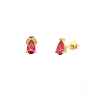 wholesale S925 Sterling Silver Colored Zircon Teardrop Mini Earrings, Korean Style, Personality, Ins Trendy, Dongdaemun-Gold-Rose Red Diamond