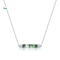 wholesale S925 Sterling Silver Gold-Plated New Minimalist Geometric Moss Pendant Choker Necklace Women Wholesale-Thick Silver Platinum 925 Silver