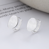 wholesale S925 Sterling Silver Irregular Concave Oval Brushed Ear Clasps, Fashionable and Versatile Commuting Light Luxury Earrings-188FR/approx. 3.3g 925 silver