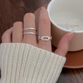 wholesale S925 Sterling Silver Minimalist Line Ring for Women, Korean Style New Double Layer Versatile Adjustable Open Band-0-0