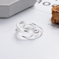 wholesale S925 Sterling Silver Trendy Cross-Border Minimalist Irregular Line Ring Fashionable Personality Index Finger Ring-0-2