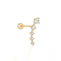 wholesale S925 Sterling Silver Single Row Zircon-studded Light Luxury Cartilage Ear Piercing,ins-Single gold