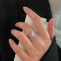 wholesale S925 Sterling Silver Line Hollow-out Bow Ring for Women, Small and Minimalist, Light Luxury, Ins Style, New Release-0-4