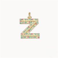 wholesale S925 Sterling Silver Luxury 26-letter Colored Zircon Initial Pendant, Cross-border Choker Necklace For Women-Gold Pendant-Z