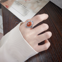 wholesale S925 Sterling Silver Chaozheng Royal Elegance Oval Red Agate Inlaid Ring New Pattern Index Finger Ring-1171FJ/approx. 5g Opening adjustable