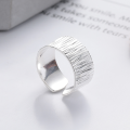 wholesale S925 Sterling Silver Trendy Cross-border INS Minimalist Line Texture Geometric Open Ring Versatile Band-0-1