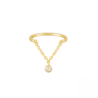 wholesale S925 Sterling Silver Adjustable Pearl And Crystal Ring With Heart, Tassel, And Chain-Gold#4 Opening adjustable