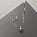 wholesale S925 Sterling Silver Hit 3D H Letter Necklace, Ins Niche Design High-End Sense Luxury Collarbone Chain-0-5