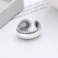 wholesale S925 Silver Cloud Tide Pavilion Fashion Minimalist Elegant Small Bead Lines Unique and Creative Design Open Adjustable Ring-0-3