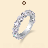 wholesale 925 Sterling Silver Fashion Trending Live Stream Hot Sale High-End Feeling Row Ring, Moissanite Exquisite Workmanship, Commuter Versatile Light Luxury Ring-Moissanite 50 points*11 pieces US No. 6