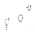 wholesale S925 Sterling Silver Petal-shaped Crystal Studded Earring Set Of Three, Modern Ins Style-0-1