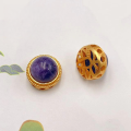 wholesale S925 gold-plated silver metal, natural Charoite round platform hand tag, spacer beads accessories, bracelet necklace DIY semi-finished products-0-12