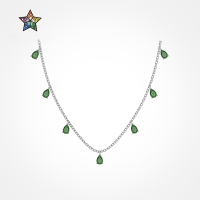 wholesale S925 Sterling Silver Light Luxury INS Style Women's Pear-shaped Zircon Pendant Necklace, Minimalist and High-end Collarbone Chain-Platinum White DY190856-SW-WH 925 Silver