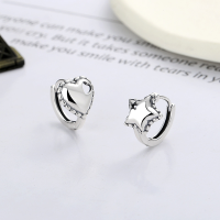 wholesale S925 Sterling Silver Korean-style Vintage Star Heart Asymmetric Creative Personality Fashion Sweet Earrings-YFR273/approx. 3.1g 925 silver
