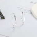 wholesale S925 Silver Fashion OL Korean Japanese Diamond Cut Ellipse Large Hoop Minimalist Style Earrings Ear Clips-0-0