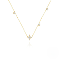 wholesale S925 Sterling Silver Octagram Pendant Necklace With Zircons, Women's Ins。-Gold 925 silver