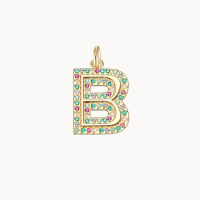 wholesale S925 Sterling Silver Luxury 26-letter Colored Zircon Initial Pendant, Cross-border Choker Necklace For Women-Gold Pendant-B