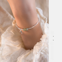 wholesale S925 Sterling Silver Temperament Bamboo Leaf Green Stone Crushed Silver Bracelet, Luxurious and High-End Women's Hand Accessory S6441-S925 silver bracelet 2 beads 925 silver