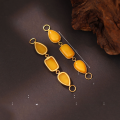 wholesale 925 Sterling Silver Gold-Plated Fittings Inlaid with Natural Amber Teardrop Connecting Chain Extension Tail Chain DIY Bracelet-0-5