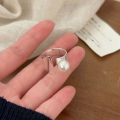 wholesale S925 Sterling Silver Pearl Ring for Women, Unique Niche Minimalist Style, Exaggerated Design, Heavy Workmanship, High-End Fashionable Statement Ring-0-6