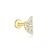 wholesale S925 Sterling Silver Geometric Zirconia Opal Marquise Stud Earrings With Threaded Flat Back-Single gold #7