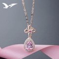 wholesale S925 silver rose gold-plated Korean fashion elegant and creative floral teardrop pendant necklace-0-0