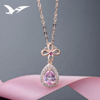 wholesale S925 silver rose gold-plated Korean fashion elegant and creative floral teardrop pendant necklace-Fashion necklace 925 silver