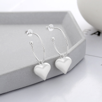 wholesale S925 Sterling Silver Korean-Japanese Style 3D Heart Pendant Earrings, Ins Internet-Famous Temperament Sweet Style Versatile Ear Accessories-231FR/approximately 3.8g/pair 925 silver