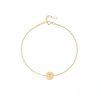 wholesale S925 Sterling Silver Engraved Round Tag 26 Letters Charm Bracelet For Women Daily Wear-Gold-T 925 Silver