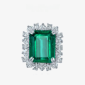 wholesale High-carbon diamond jewelry, synthetic rectangular step-cut 12*15 emerald 9-carat ring, sizes 5-9 available-0-0