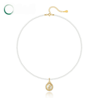 wholesale S925 Sterling Silver Simple and Versatile Pearl Necklace, Ins Style White Shell Choker Necklace, Wholesale from Manufacturer-10K gold + swimming paint (shell beads)  925 silver