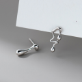 wholesale 925 Silver Korean-style NS Trendy Small and Unique Irregular Teardrop Earrings M06541-0-4