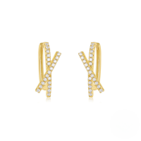 wholesale S925 Sterling Silver Rectangle Zircon Cross Ear Clasp,。-Gold#4 925 silver